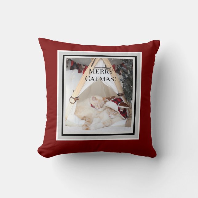 Niedlich frohe Weihnachten schlafende Kätzchen Wei Kissen (Vorderseite)