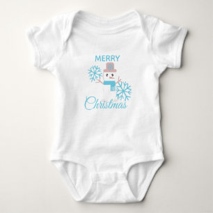 Niedlich Frohe Weihnachten Snowman Snowflakes Char Baby Strampler