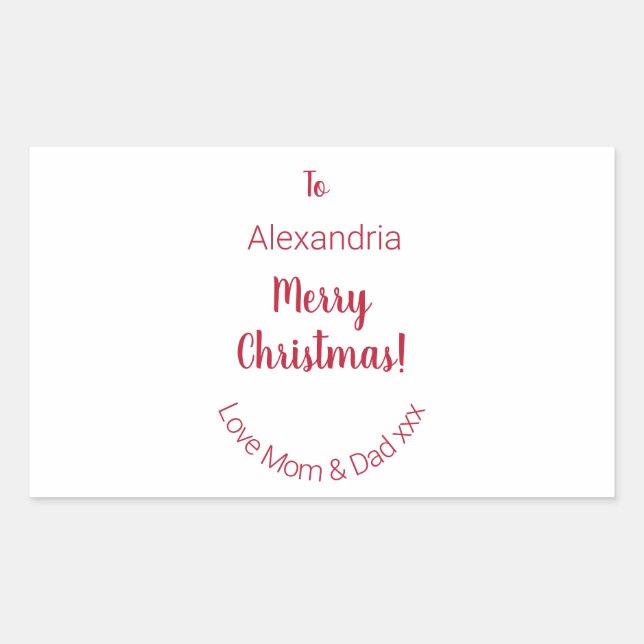 Niedlich frohe Weihnachten von Mama und Vater Mini Rechteckiger Aufkleber (Vorderseite)