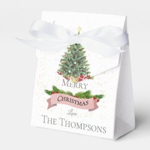 Niedlich frohe Weihnachten Weiße Imitate Rosa Glit Geschenkschachtel