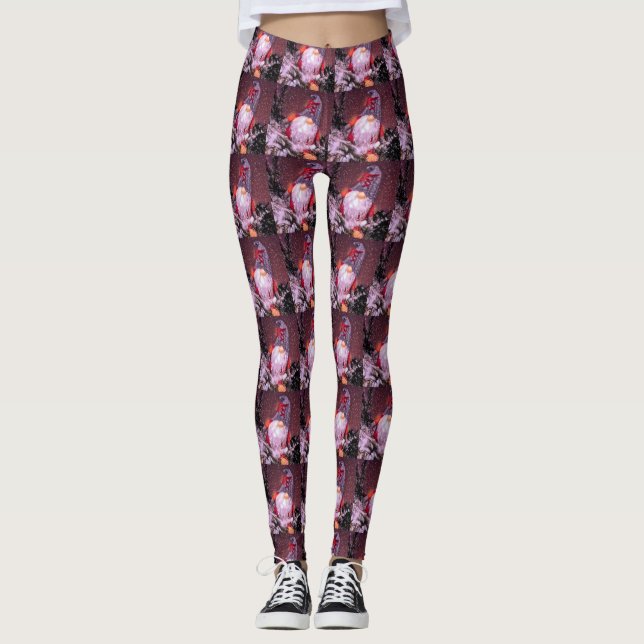 Niedlich frohe Weihnachten Whimsical Gnome Holiday Leggings (Vorderseite)