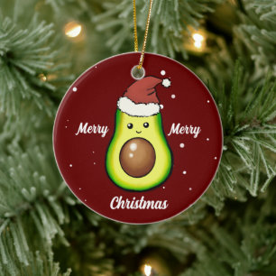 Niedlich frohe Weihnachts-Avocado-Keramik Keramik Ornament
