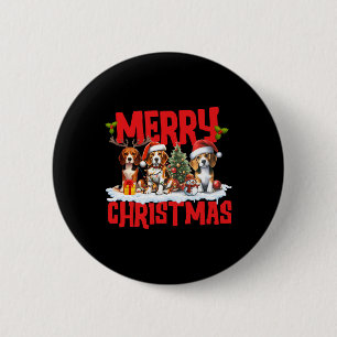 Niedlich Frohe Weihnachts-Beagle Hunde Weihnachtsm Button