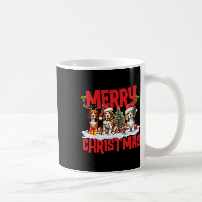 Niedlich Frohe Weihnachts-Beagle Hunde Weihnachtsm Kaffeetasse (Rechts)