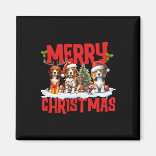 Niedlich Frohe Weihnachts-Beagle Hunde Weihnachtsm Magnet