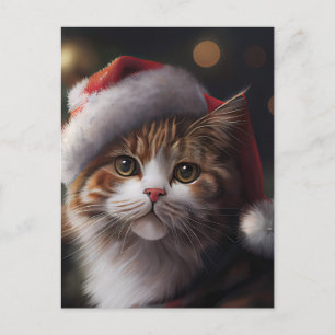 Niedlich Frohe Weihnachts-Cat-Postkarte Feiertagspostkarte