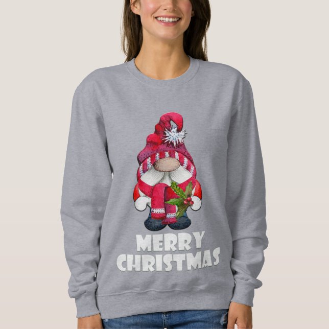 Niedlich Frohe Weihnachts-Gnome Sweatshirt (Vorderseite)