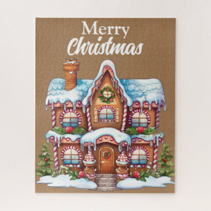 Niedlich Frohe Weihnachts-Lebkuchenhaus Puzzle