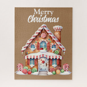 Niedlich Frohe Weihnachts-Lebkuchenhaus Puzzle