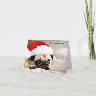 Niedlich Frohe Weihnachts-Mops Welpe Feiertagskarte