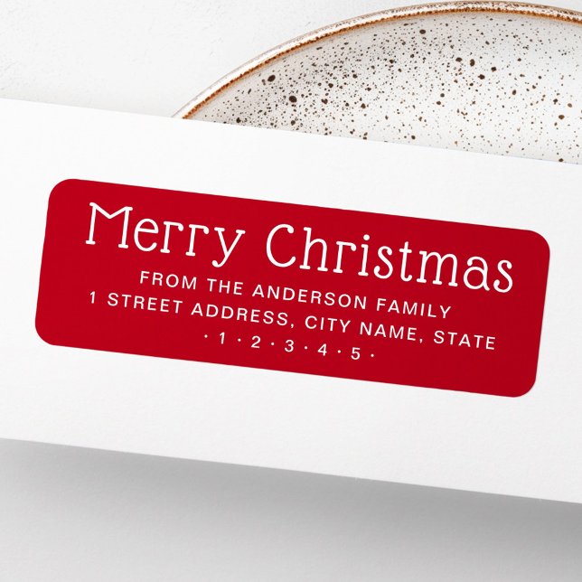 Niedlich Frohe Weihnachts-Rote Rücksendeadresse (Cute Merry Christmas red return address Label)