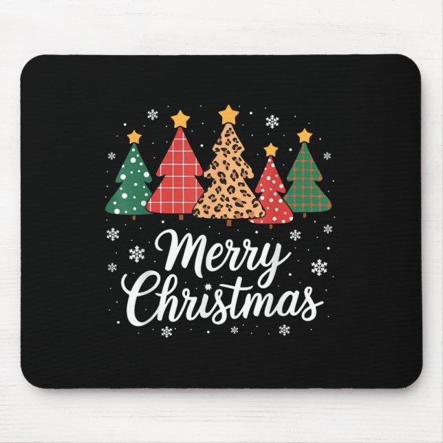 Niedlich frohe Weihnachtsbaum Buffalo Kariert Red  Mousepad (Vorne)