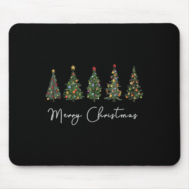 Niedlich frohe Weihnachtsbaum Spaß Frauen Matching Mousepad (Vorne)