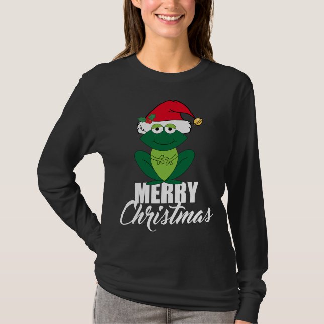 Niedlich Frohe Weihnachtsfrosch T-Shirt (Vorderseite)
