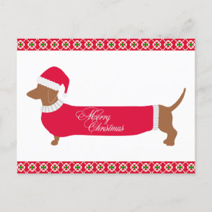 Niedlich Frohe Weihnachtsgeburt Dackel Hund Postkarte