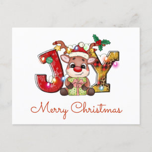 Niedlich Frohe Weihnachtskalf Joy Weihnachtsmannmü Feiertagspostkarte