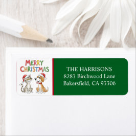 Niedlich Frohe Weihnachtskat und Hunde Rücksendead