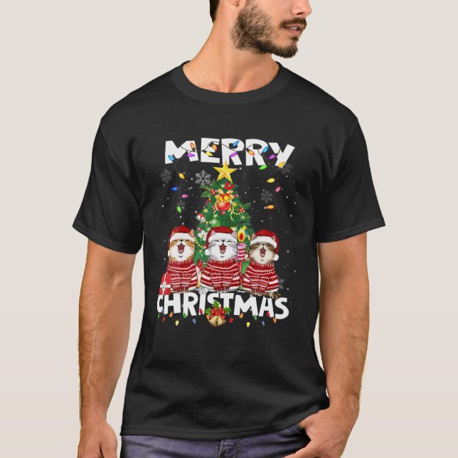 Niedlich frohe Weihnachtskatze Katzen Mama Frauen  T-Shirt (Vorderseite)