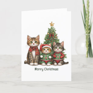 Niedlich frohe Weihnachtskatzen Feiertagskarte