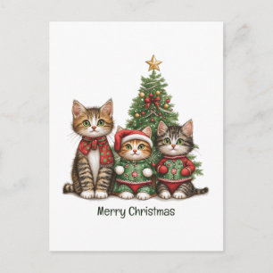 Niedlich frohe Weihnachtskatzen Feiertagspostkarte