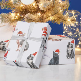 Niedlich frohe Weihnachtskatzen mit Weihnachtsmann Geschenkpapier