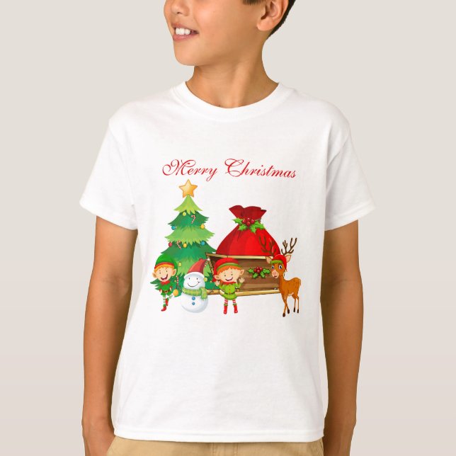 Niedlich frohe Weihnachtskids T-Shirt (Vorderseite)