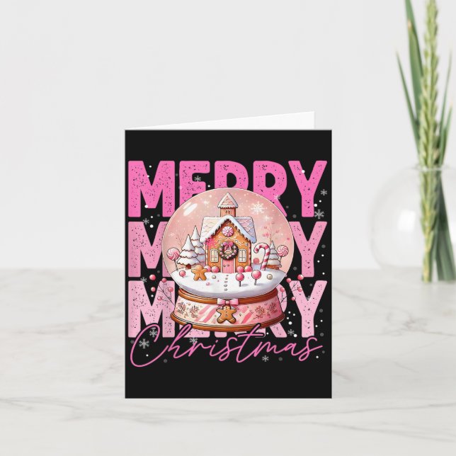 Niedlich Frohe Weihnachtsschnee Globe Nk Gingerbre Karte (Vorderseite)