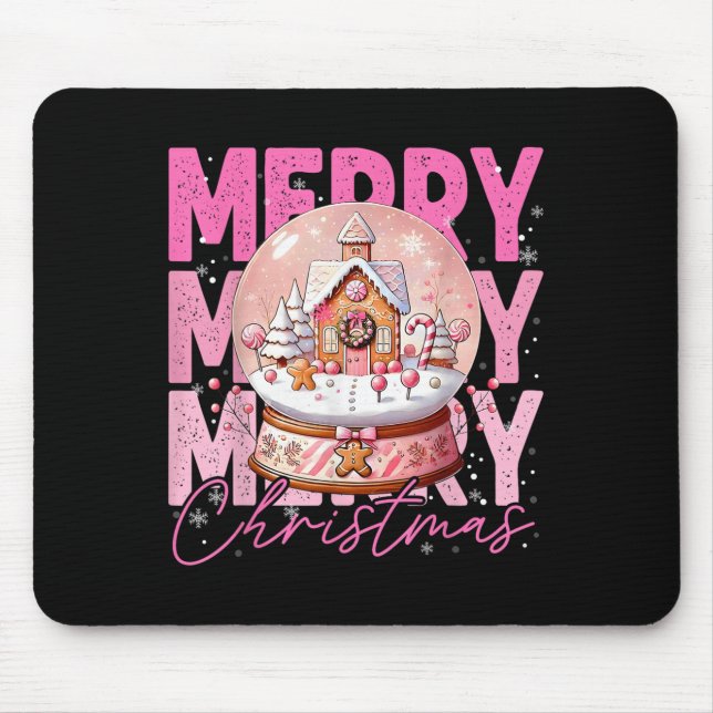 Niedlich Frohe Weihnachtsschnee Globe Nk Gingerbre Mousepad (Vorne)