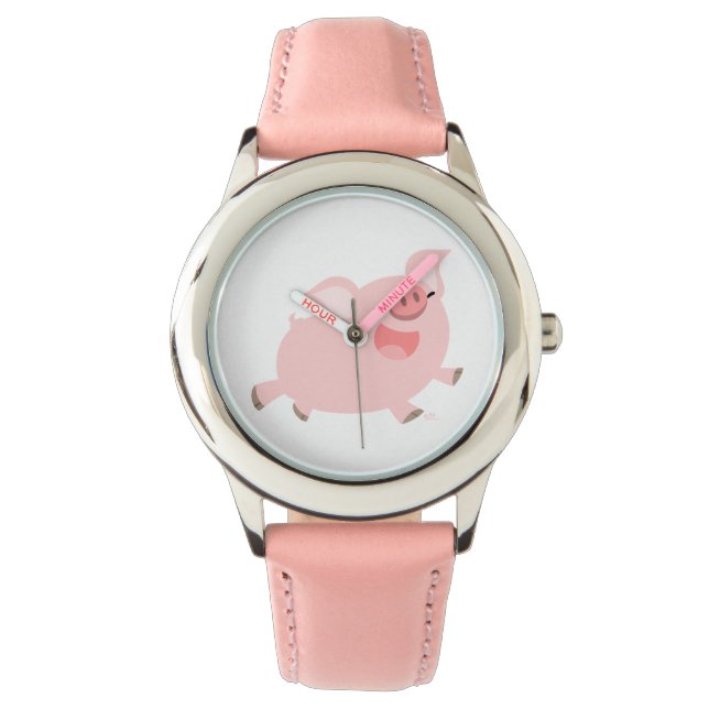 Niedlich fröhlicher Cartoon Pig Watch Armbanduhr (Vorderseite)