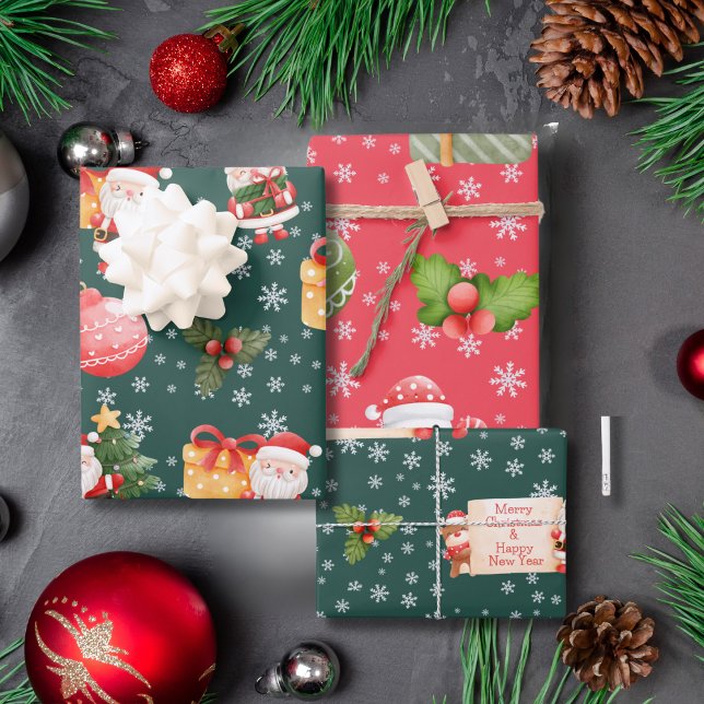 Niedlich fröhlicher Red Santa Claus Geschenkpapier Set (Von Creator hochgeladen)