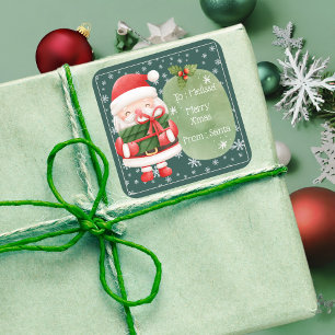 Niedlich fröhlicher Red Santa Merry Weihnachtsstic Quadratischer Aufkleber