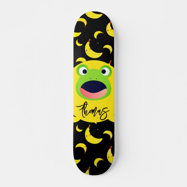 Niedlich Frosch Banana Muster Skateboard (Vorne)