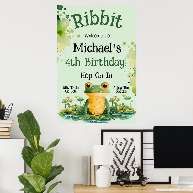 Niedlich Frosch Birthday Party Poster (Heimbüro)