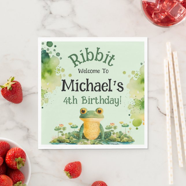 Niedlich Frosch Birthday Party Serviette (Beispiel)