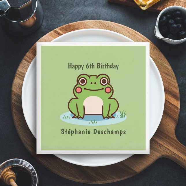 Niedlich Frosch Birthday Serviette (Cute Frog Napkin)