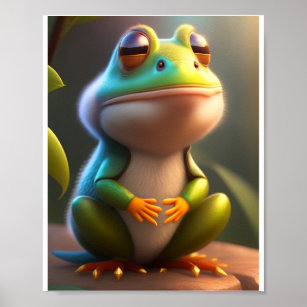 Niedlich Frosch, Frosch, 3D-Poster Poster