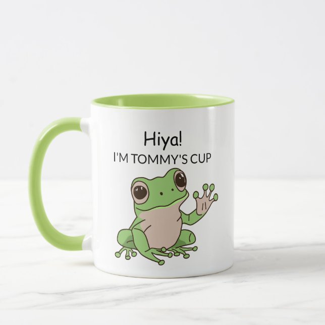 Niedlich Frosch Grün und Limon Funny Tasse (Links)