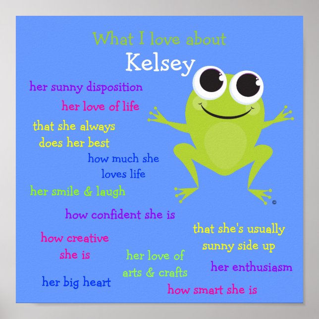 Niedlich Frosch Personalisiertes Kinderposter Poster (Vorne)
