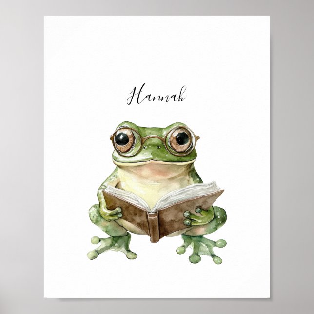 Niedlich Frosch Reading Poster Print (Vorne)