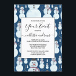 Niedlich Frosty Blue Snowman Wasserfarbmuster Einladung<br><div class="desc">Dieses niedliche und künstlerische Winterwunder-Design ist perfekt für die Ferienzeit. Das hellblaue, schwarze, orangefarbene und bordeauxfarbene Schneemodell auf einem dunkelblauen Hintergrund. Es ist bezaubernd, süß, modern und festlich. Genießen Sie dieses handbemalte Original, das vom Künstler La Femme, Rachel Matheney, entworfen wurde. ***WICHTIGE HINWEIS FÜR DESIGN: Für individuelle Designanfragen, wie z.B....</div>