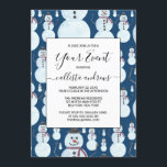 Niedlich Frosty Blue Snowman Wasserfarbmuster Einladung<br><div class="desc">Dieses niedliche und künstlerische Winterwunder-Design ist perfekt für die Ferienzeit. Das hellblaue, schwarze, orangefarbene und bordeauxfarbene Schneemodell auf einem dunkelblauen Hintergrund. Es ist bezaubernd, süß, modern und festlich. Genießen Sie dieses handbemalte Original, das vom Künstler La Femme, Rachel Matheney, entworfen wurde. ***WICHTIGE HINWEIS FÜR DESIGN: Für individuelle Designanfragen, wie z.B....</div>