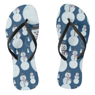 Niedlich Frosty Blue Snowman Wasserfarbmuster Flip Flops