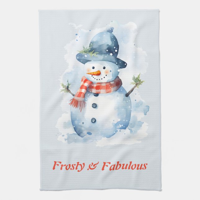 Niedlich Frosty & Fabulous Snowman zu Weihnachten Geschirrtuch (Vertikal)
