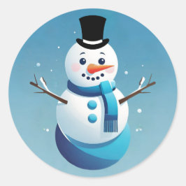 Niedlich Frosty Snowman Illustration Round Sticker