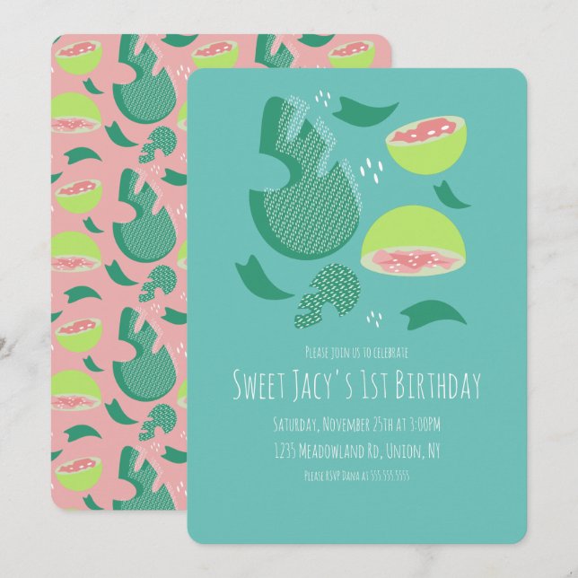 Niedlich Fruchtsalat Guava Sweet Birthday Einladung (Vorne/Hinten)