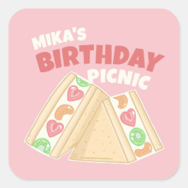 Niedlich Fruchtsandwich Picnic Party Quadratischer Aufkleber