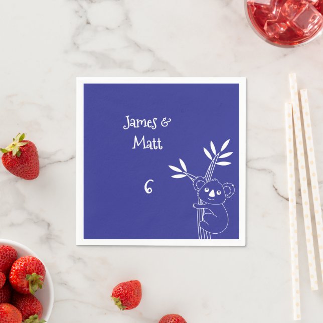 Niedlich Fun Blue Australian Animals Geburtstag Serviette (Beispiel)