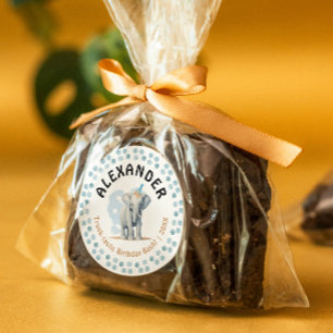 Niedlich Fun Blue Baby Elephant Cub Dschungel Wass Runder Aufkleber