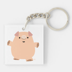 Niedlich Fun Cartoon Pig Acrylic Schlüsselanhänger