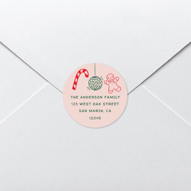 Niedlich Fun Doodles Weihnachtsfeiertag Rücksendea Runder Aufkleber (Von Creator hochgeladen)